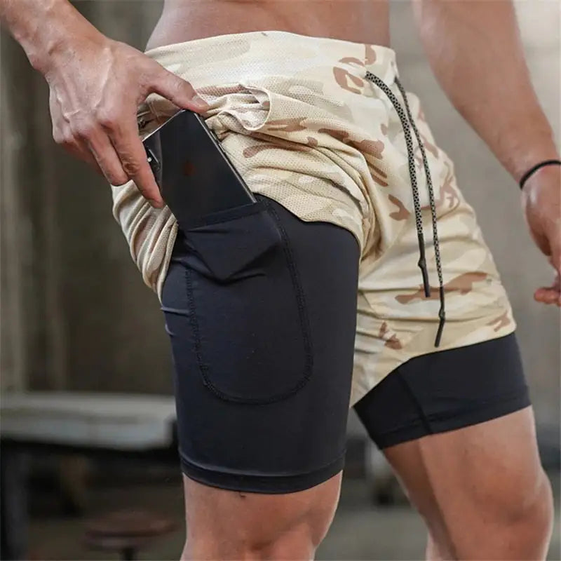 Camo 2-in-1 Running Shorts For Men Vivareflex Online