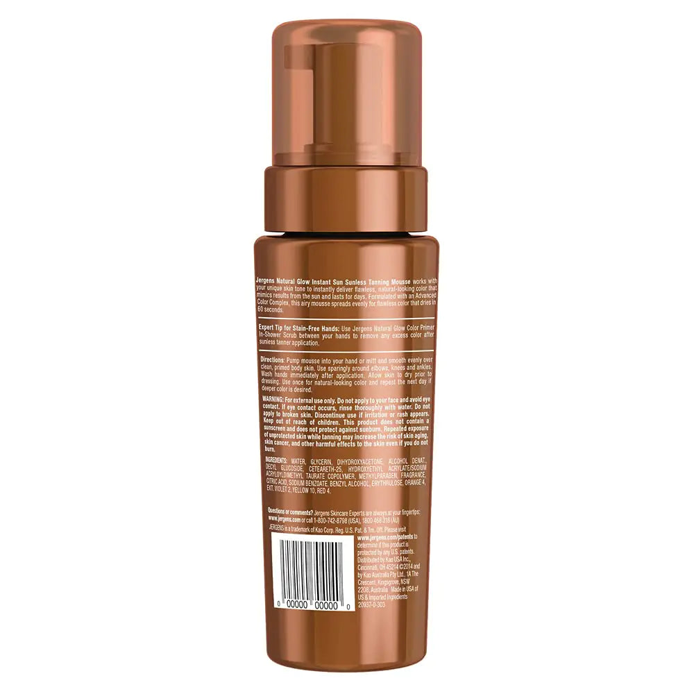 Jergens Natural Glow Instant Self Tanner Mousse, Sunless Tanning Light Bronze Tan - Vivareflex Online