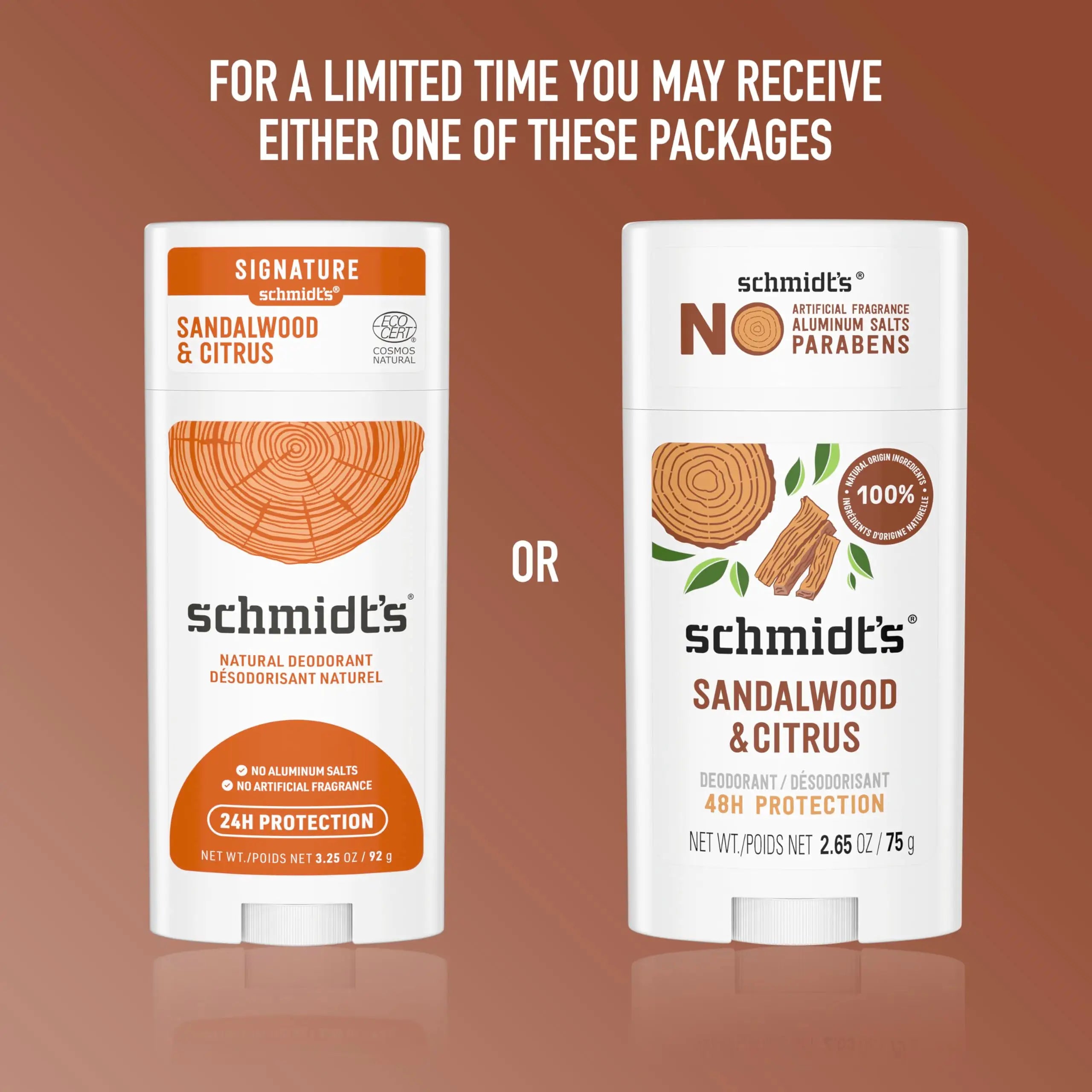 Schmidt's Aluminum-Free Vegan Deodorant - Sandalwood & Citrus (2 Count)