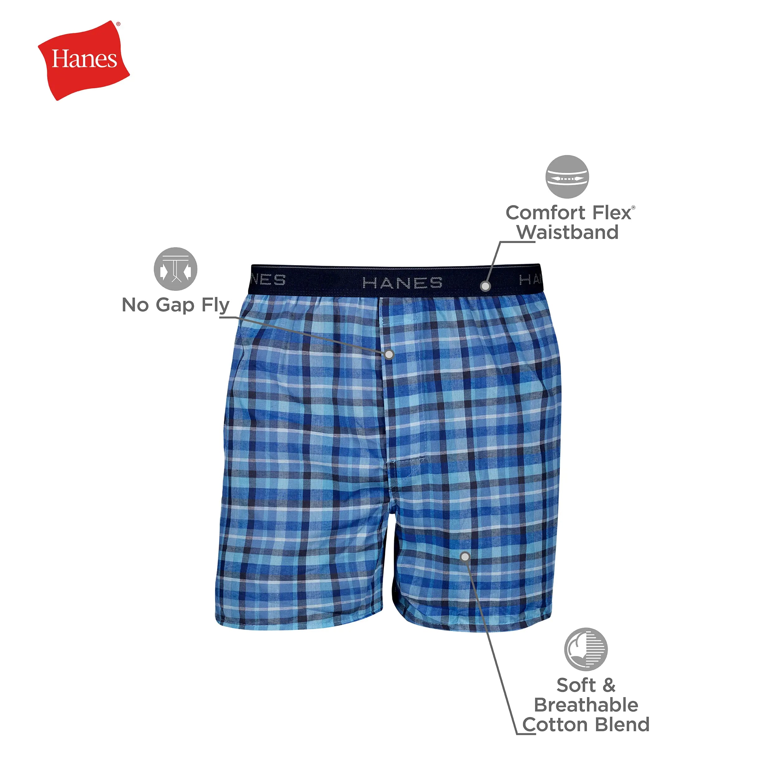 Hanes Men's Tagless Boxer Underwear, Exposed Waistband, Multi-packs - Vivareflex Online