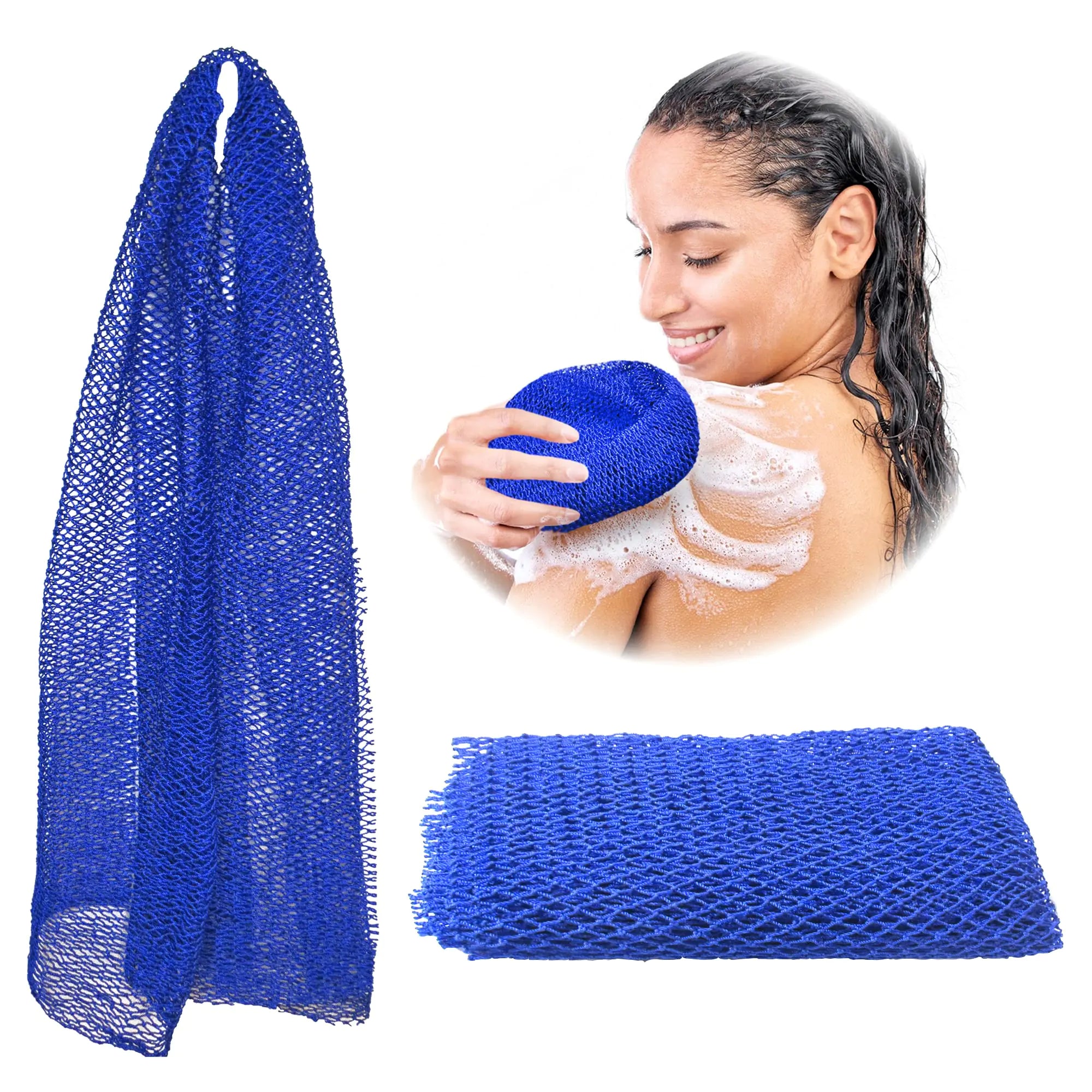 Adeton African Exfoliating Net Sponges, Authentic, Real, Body Scrubber, Long Wash Cloth, Body Exfoliator, 17 Colors, Sapo, Shower Accessories