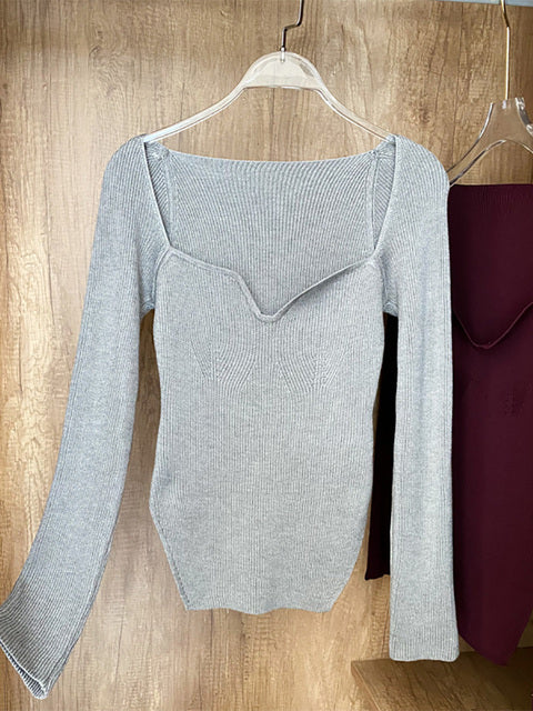 Pull tricoté à manches longues pour femme