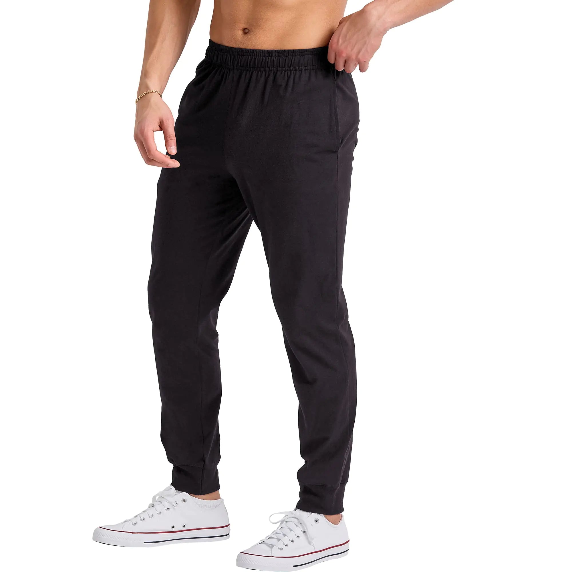 Pantalon de jogging en coton Hanes Originals, pantalon de survêtement en jersey pour homme avec poches, entrejambe de 30 pouces, grand noir