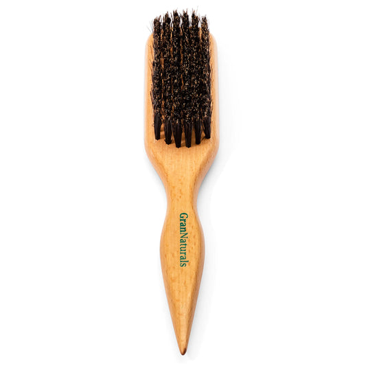 Brosse à cheveux en poils de sanglier GranNaturals pour chignon lisse et lissage des cheveux de bébé, des cheveux rebelles et du contrôle des bords - Brosse à cheveux pour crêper et crêper avec large queue de rat pour sectionner et séparer