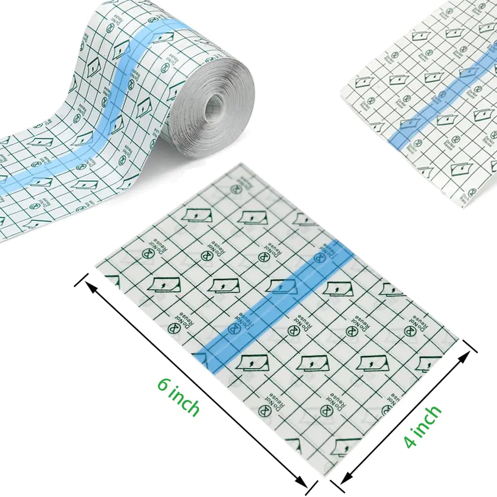 50 piezas de vendajes adhesivos elásticos impermeables de 4 x 6 pulgadas, película transparente para el cuidado posterior del tatuaje y reparación de la piel, envoltura adhesiva para suministros de tatuaje de 4 x 6 pulgadas (paquete de 50) 