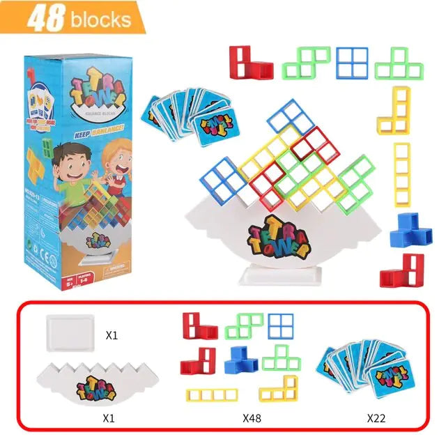 Jeu d'équilibre Tetra Tower avec blocs empilables