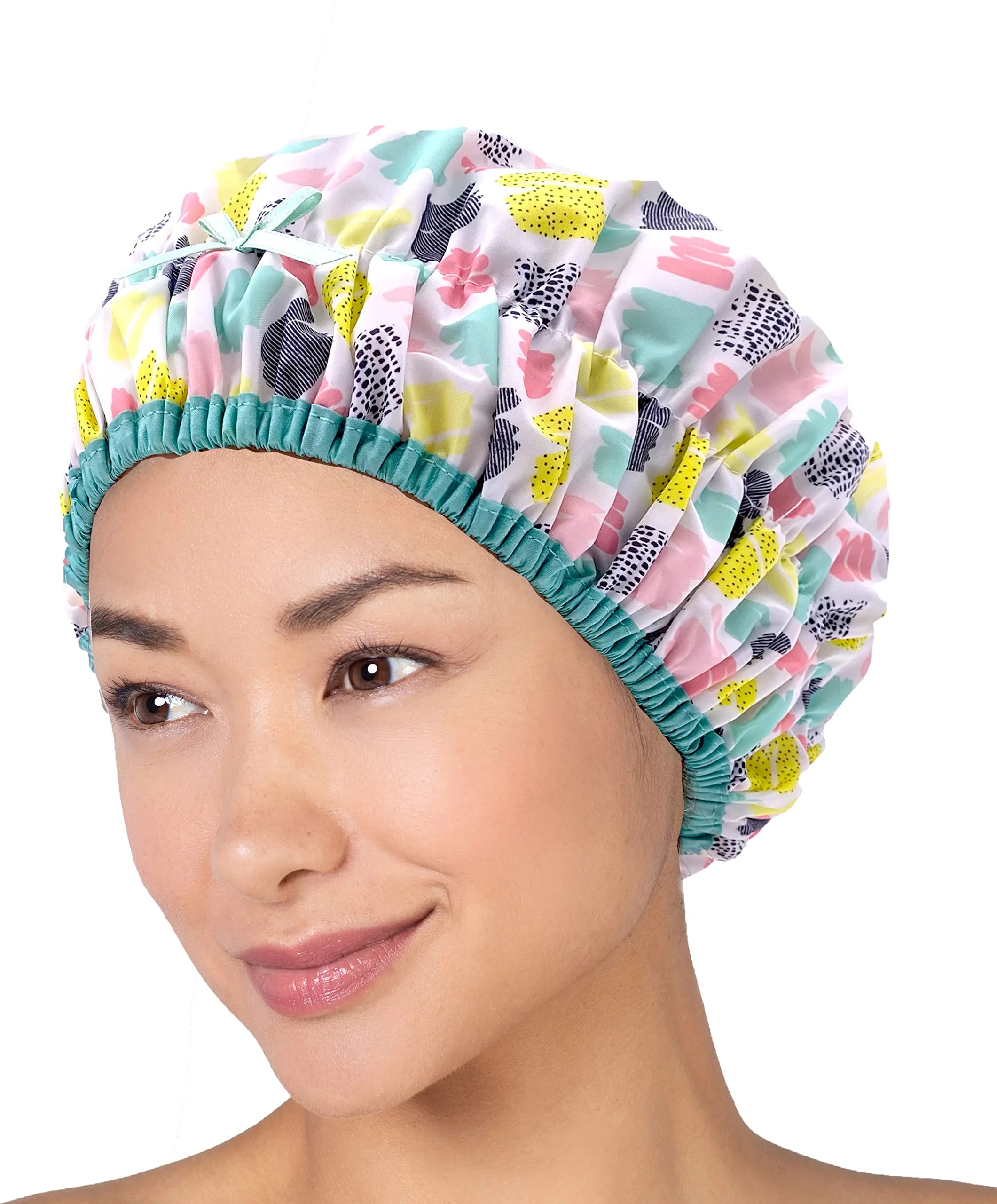 Fashionista Living Color Reusable Oversized Waterproof Shower Cap - PEVA Lined & Elastic Stretch Hem - Vivareflex Online