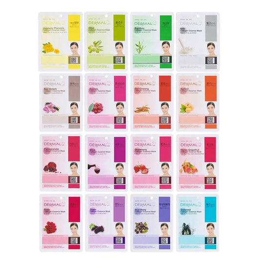 DERMAL 16 Combo Pack B Collagen Essence Korean Face Mask - Hydrating & Soothing Sheet Mask for Radiant Skin