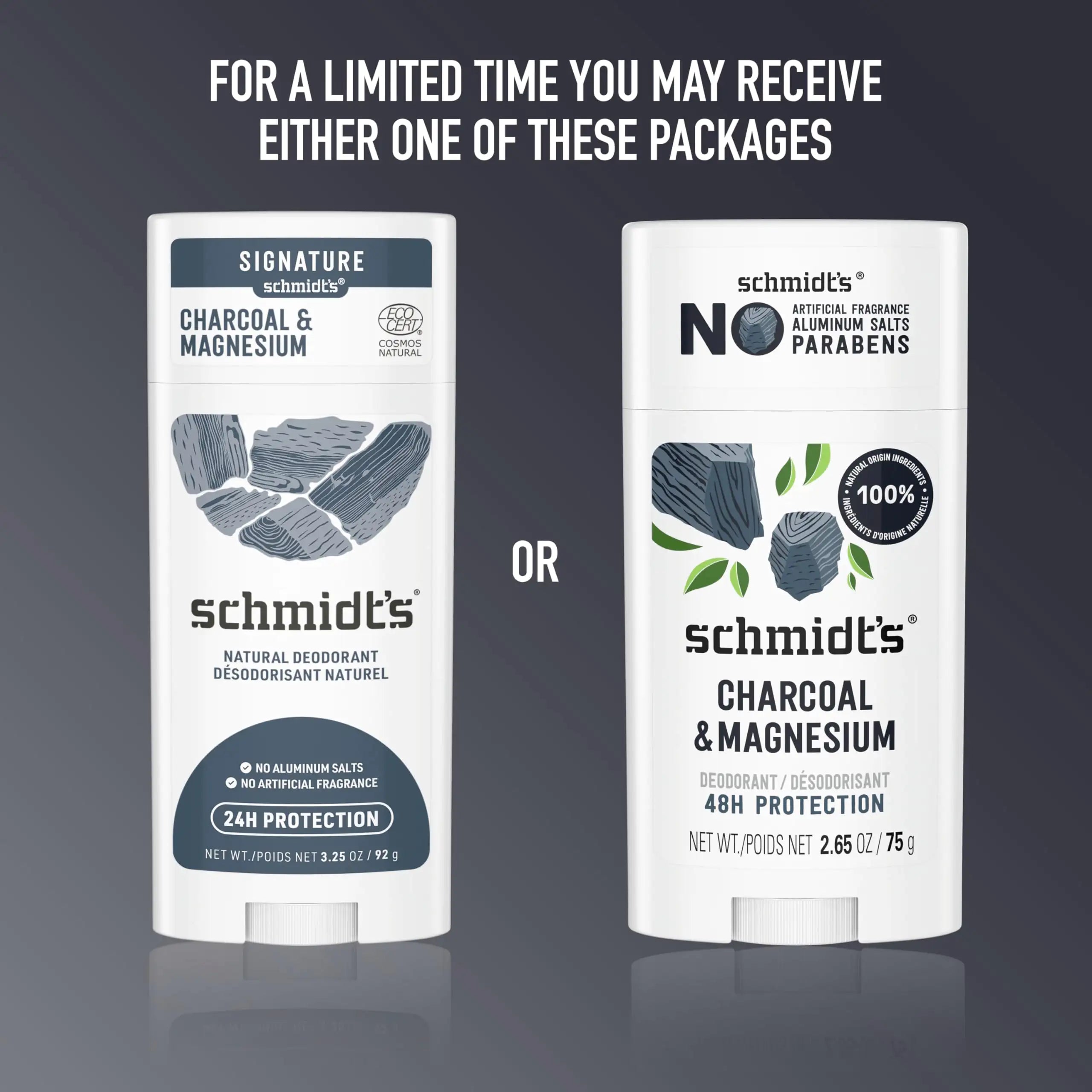 Schmidt’s Charcoal & Magnesium Aluminum-Free Vegan Deodorant - 2 Count - Vivareflex Online