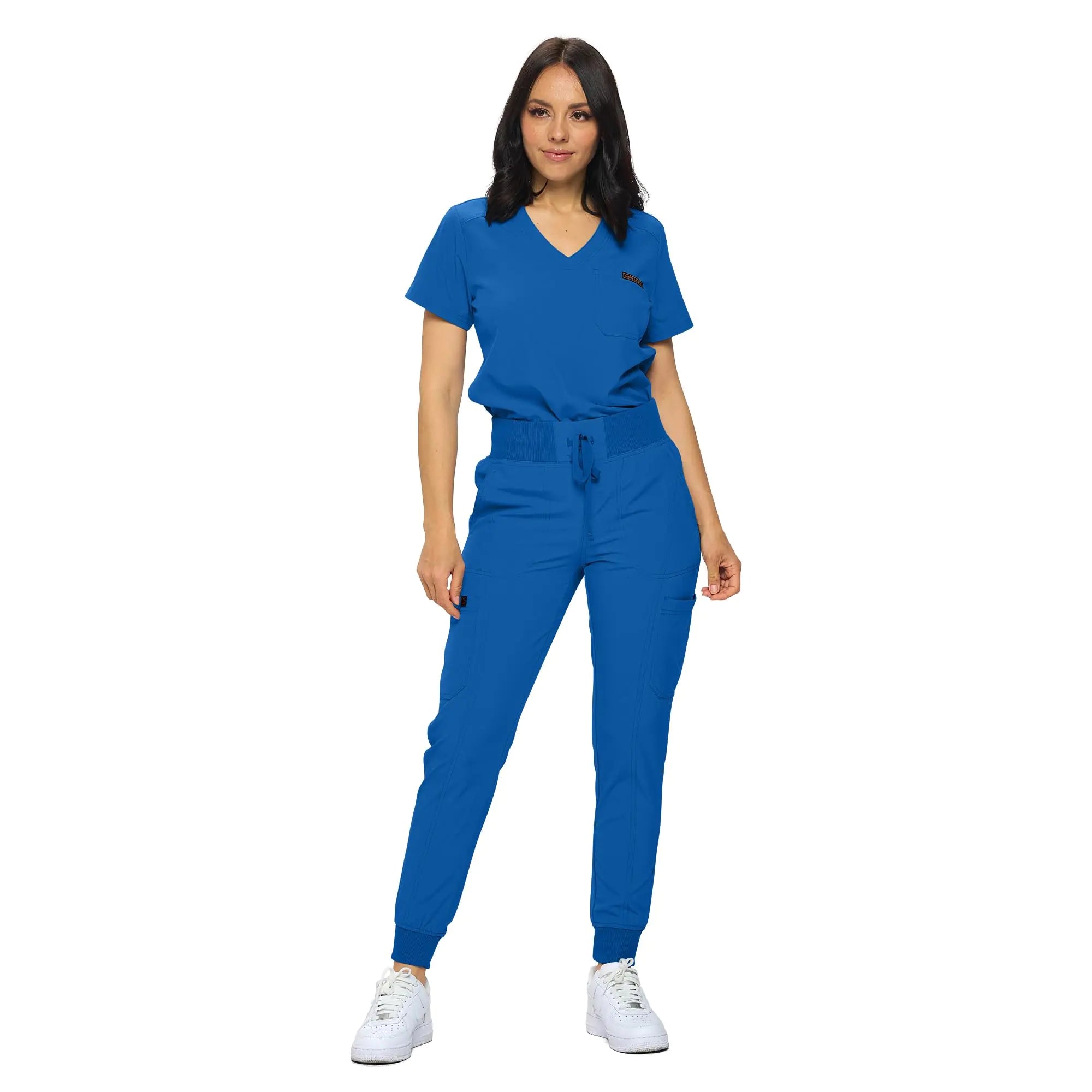 Conjunto médico elástico MONARCH UNIFORMS para mujer, conjunto médico en tallas regulares y pequeñas, conjunto médico con blusa metida por dentro para mujer, azul real, talla extragrande 