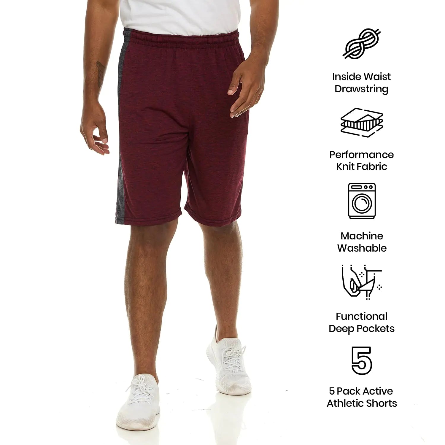 Paquete de 5: pantalones cortos deportivos de rendimiento activo resistentes al sudor y de secado rápido para hombre, talla 3XL, paquete de 5/conjunto B 