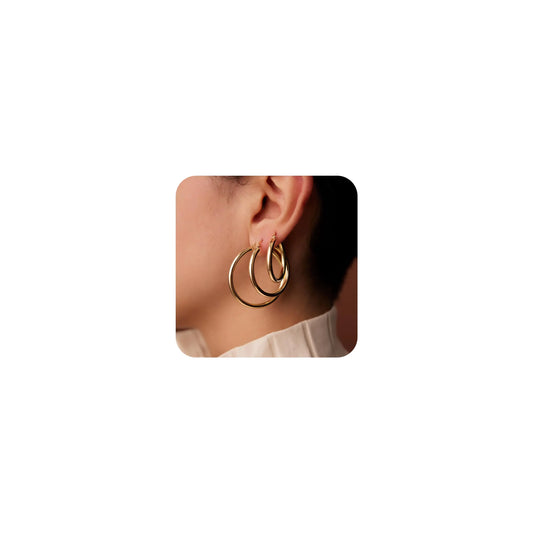 Gold Hoop Earrings Set for Women, 14K Small Huggie Earrings, Hypoallergenic Trendy Jewelry, Dainty Cartilage Earrings – 3mm Gold (26.5/31.5/37.5) - Vivareflex Online