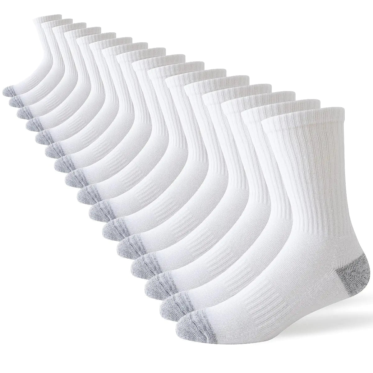 JOYNÉE Lot de 8 paires de chaussettes à coussinets pour homme - Chaussettes de travail, de course, d'athlétisme, décontractées et respirantes - Taille de chaussette : 10-13 - Grande taille - Blanc (8 paires)