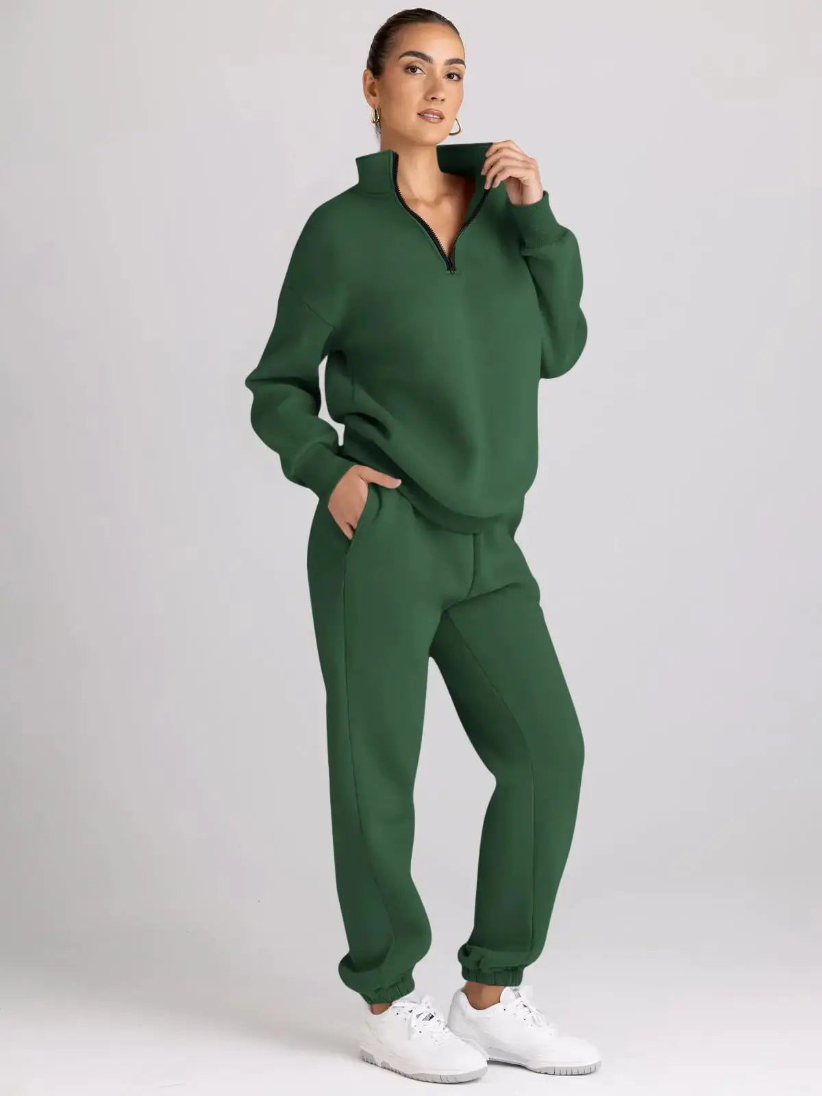 AUTOMET Womens 2 Piece Outfits Long Sleeve Sweatsuits Sets Half Zip Sweatshirts with Joggers Sweatpants - Vivareflex Online
