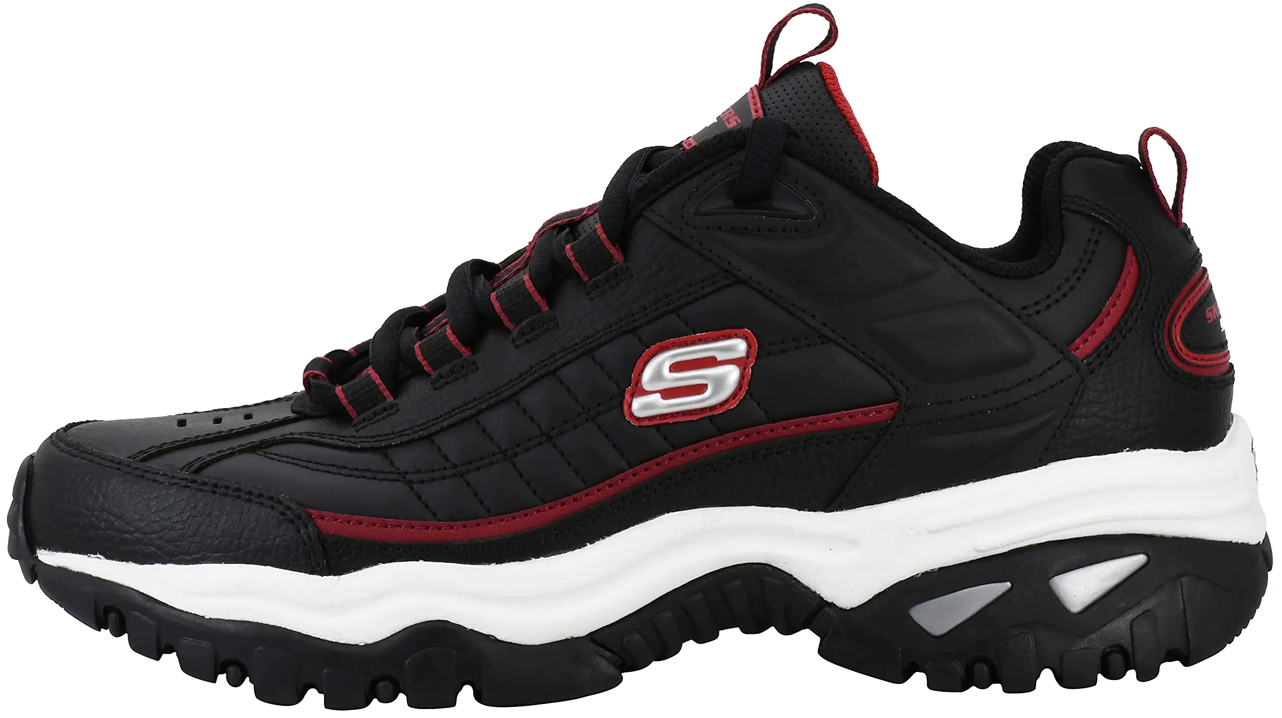 Skechers Men's Energy Afterburn 8 Wide Black/Silver/Red - Vivareflex Online