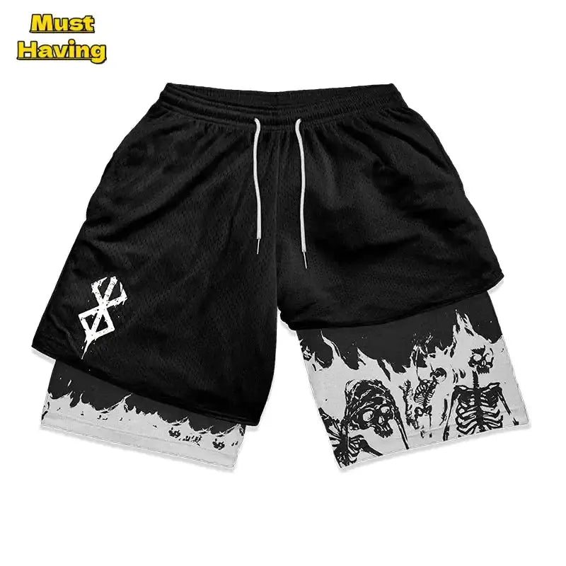 Anime Berserk 2 in 1 Gym Shorts for Men Vivareflex Online