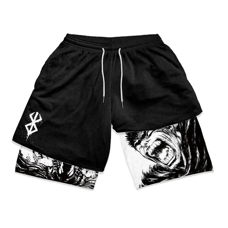 Anime Berserk 2 in 1 Gym Shorts for Men Vivareflex Online