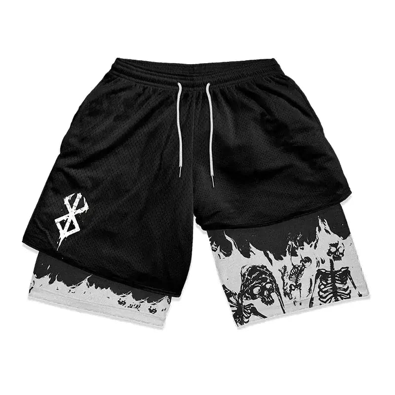 Anime Berserk 2 in 1 Gym Shorts for Men Vivareflex Online