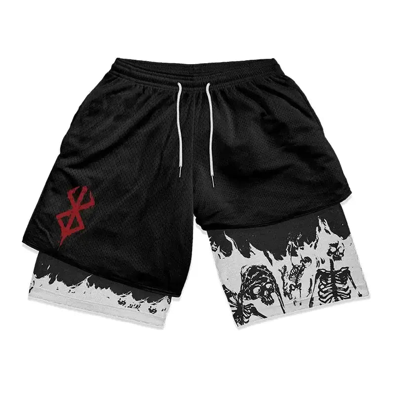 Anime Berserk 2 in 1 Gym Shorts for Men Vivareflex Online