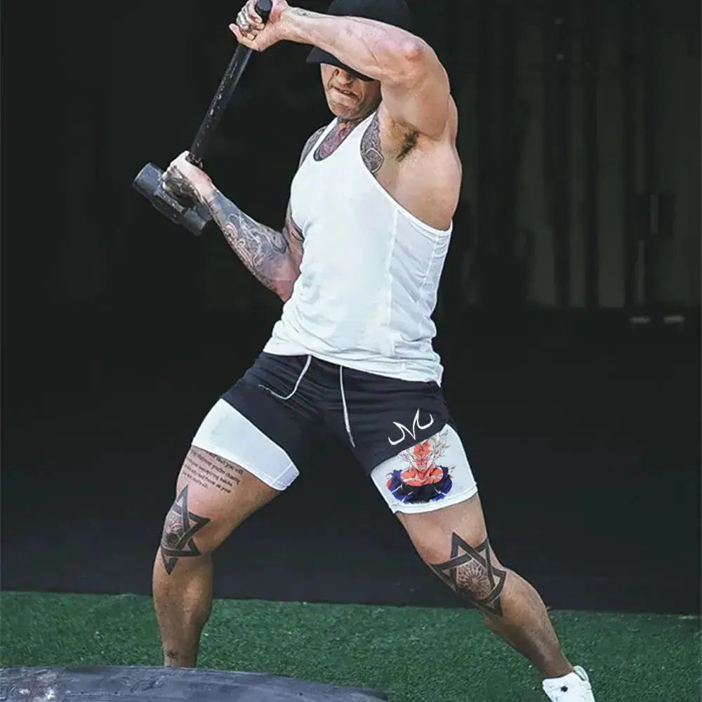 Anime Running Shorts Men Fitness Gym Training 2 in 1 Sports Shorts Vivareflex Online