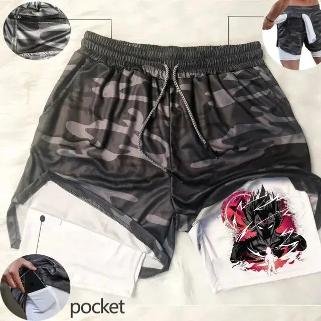 Anime Running Shorts Men Fitness Gym Training 2 in 1 Sports Shorts Vivareflex Online