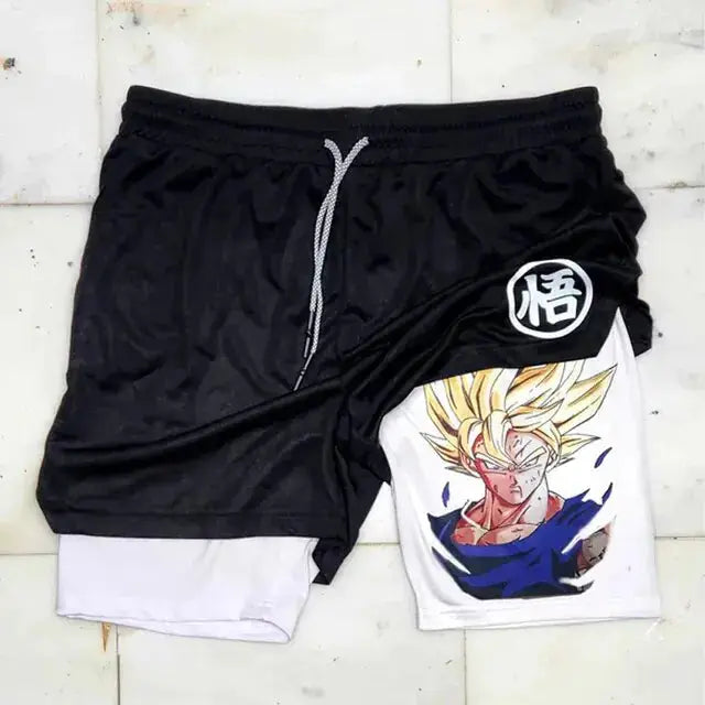 Anime Running Shorts Men Fitness Gym Training 2 in 1 Sports Shorts Vivareflex Online