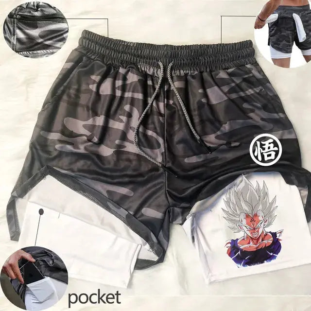 Anime Running Shorts Men Fitness Gym Training 2 in 1 Sports Shorts Vivareflex Online
