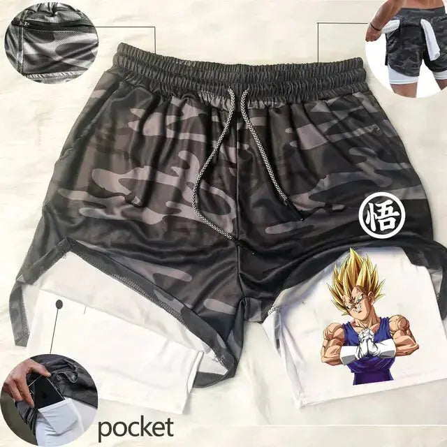 Anime Running Shorts Men Fitness Gym Training 2 in 1 Sports Shorts Vivareflex Online