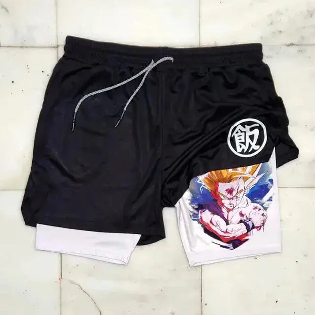 Anime Running Shorts Men Fitness Gym Training 2 in 1 Sports Shorts Vivareflex Online