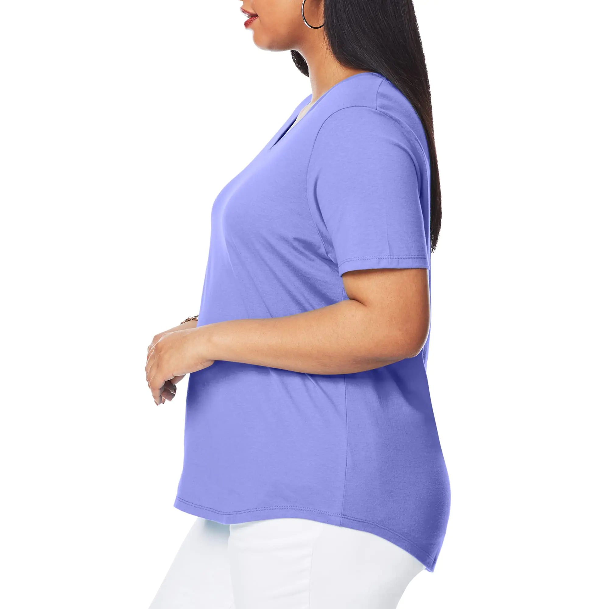 Just My Size Women's Plus-Size Short Sleeve V-Neck Tee 2X Petal Purple - Vivareflex Online