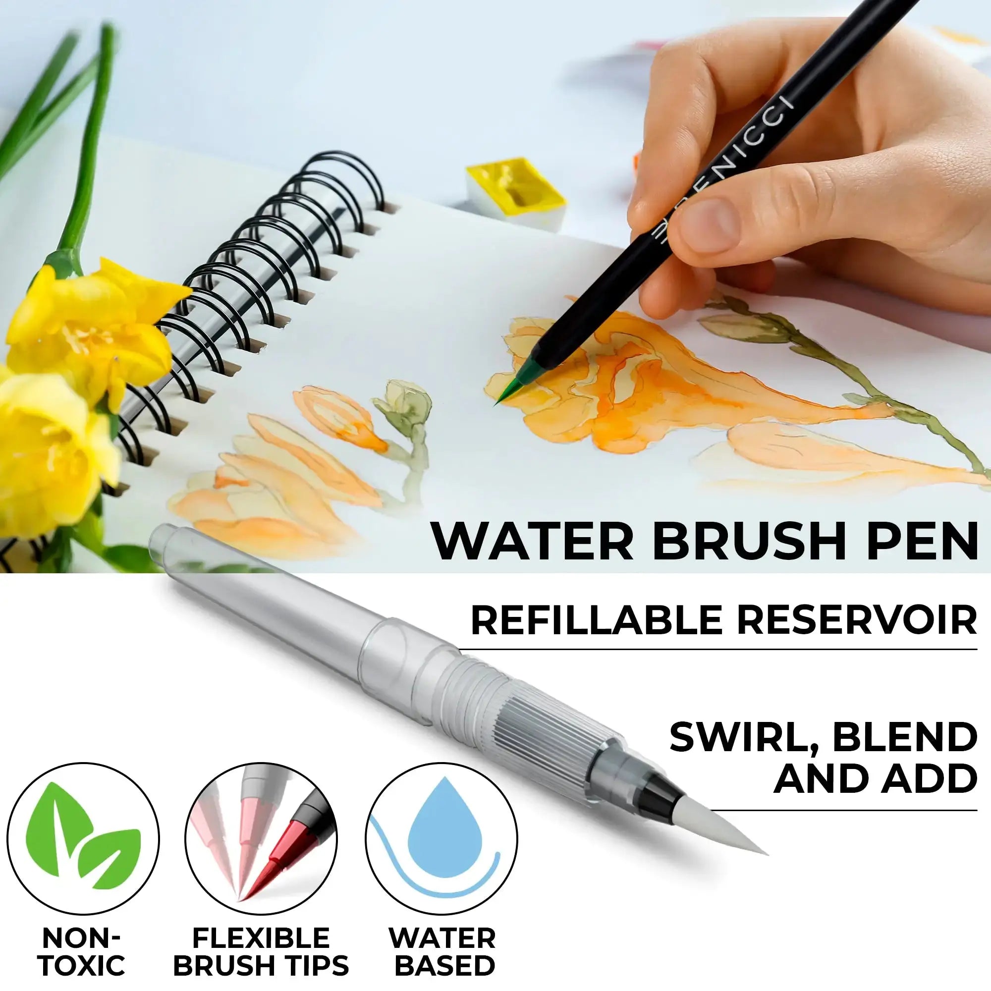 Aquarelle Brush Pen Set 25 Colors - Brilliant Watercolor Markers with Carry Case & Blending Brush for Art Vivareflex Online