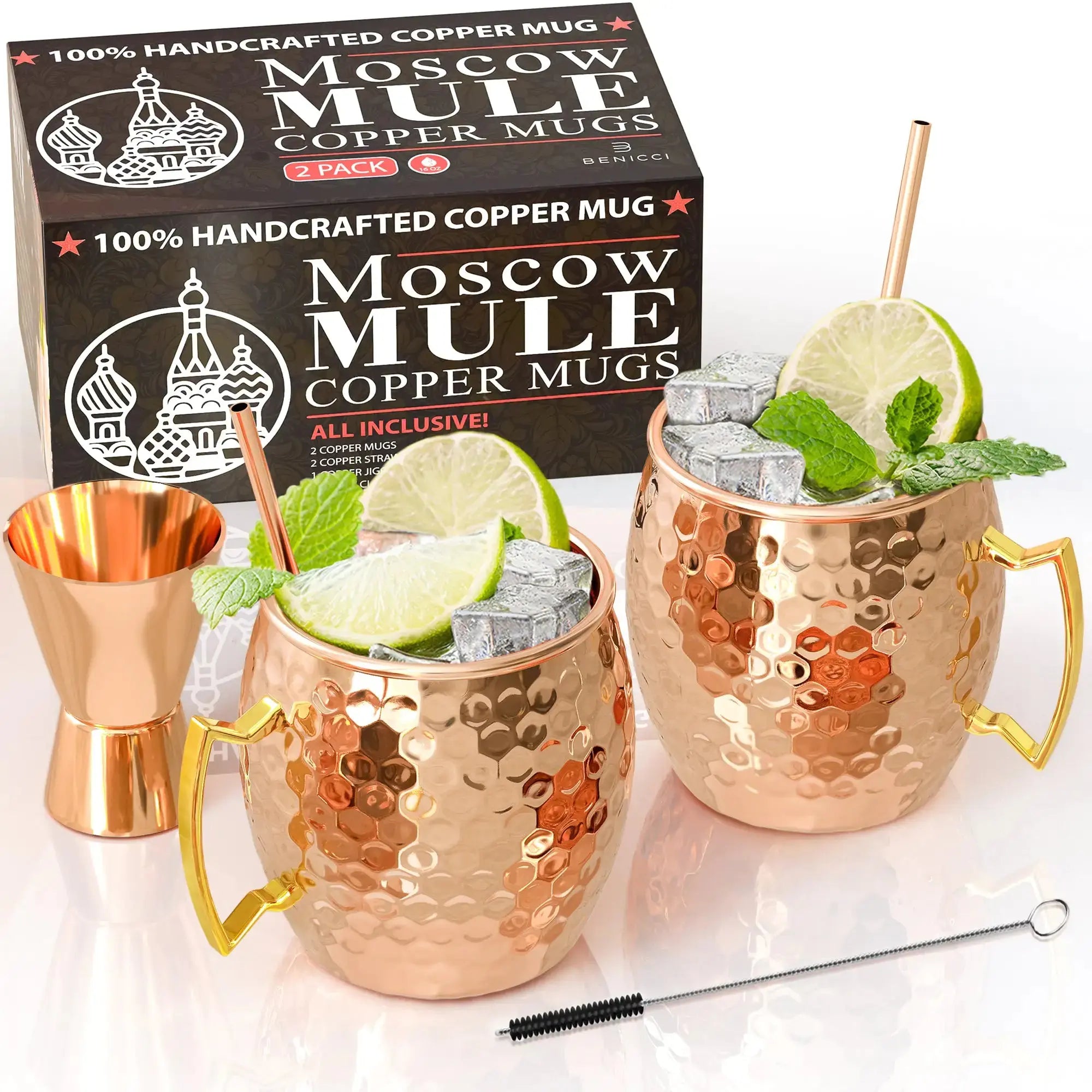 Authentic Copper Moscow Mule Mugs - Twin Set with Extras Vivareflex Online