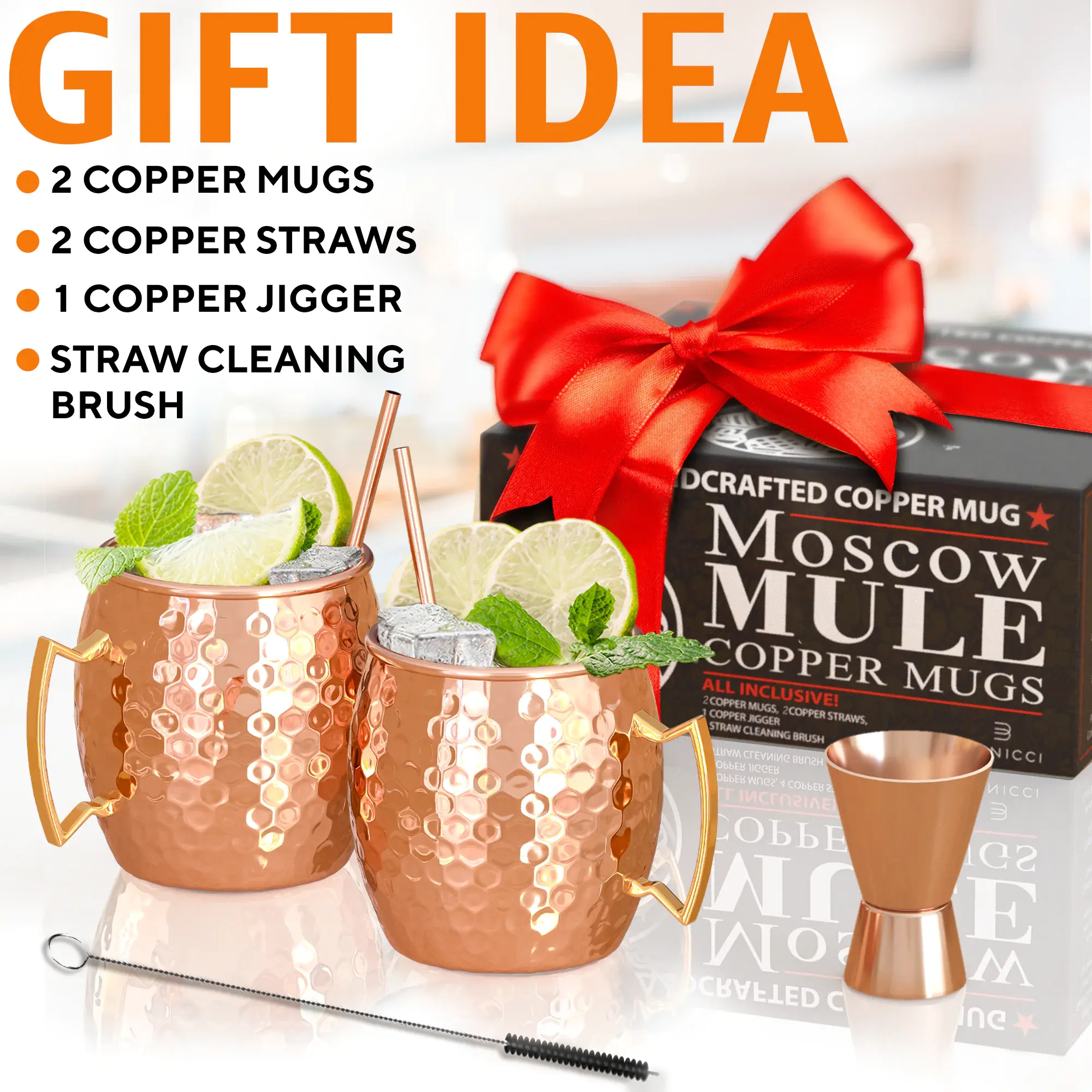 Authentic Copper Moscow Mule Mugs - Twin Set with Extras Vivareflex Online