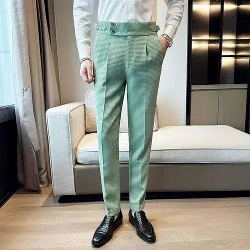 Autumn Winter Pantalones Hombre High Waist Waffle Business Casual Suit Pants for Men Vivareflex Online