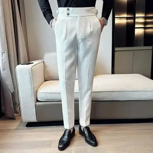 Autumn Winter Pantalones Hombre High Waist Waffle Business Casual Suit Pants for Men Vivareflex Online
