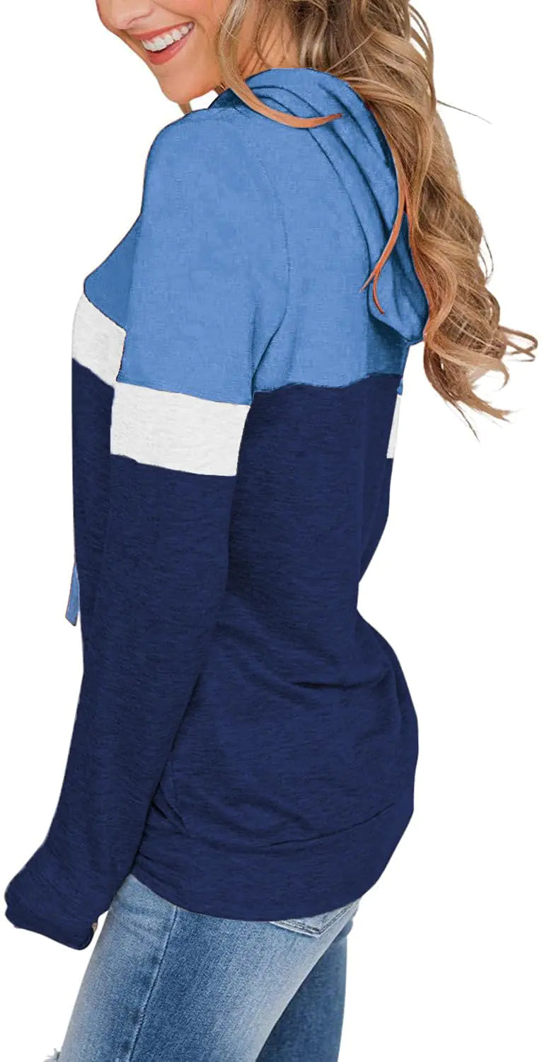 Women's Casual Long Sleeve Hoodie Tunic – Sky Blue - Vivareflex Online