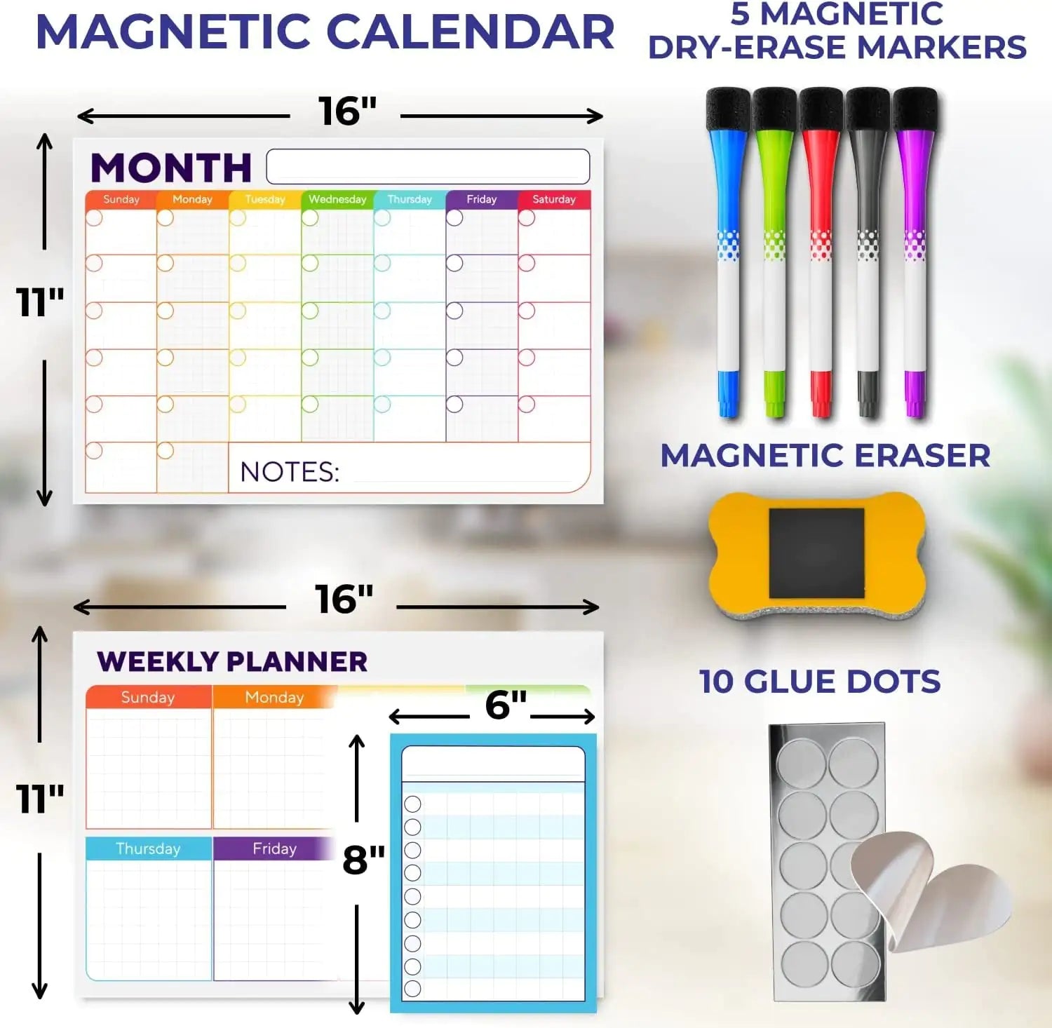 Magnetic Trio Whiteboard Calendar Kit - Monthly, Weekly & Daily Planner Set with Markers Vivareflex Online