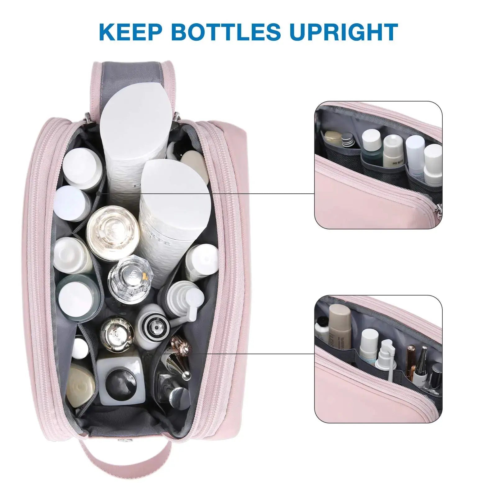 BAGSMART Pink Toiletry Bag – Stylish Travel Organizer for Women - Vivareflex Online