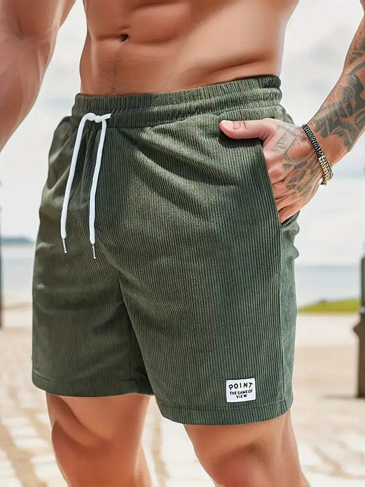 Summer New Solid Color Men Corduroy Sweatpants Casual Shorts Vivareflex Online