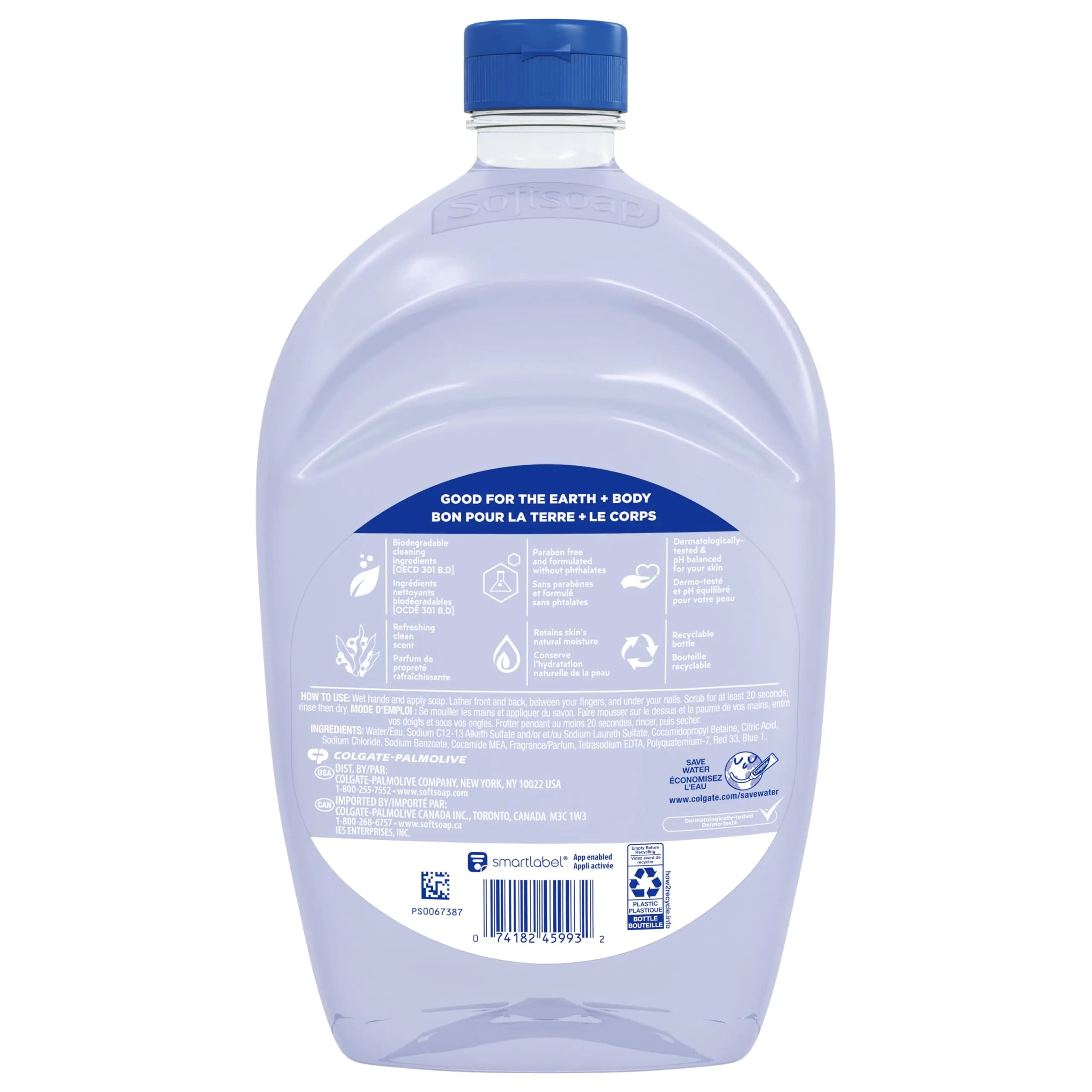 Recambio de jabón líquido transparente para manos Softsoap, aroma limpio y refrescante, serie Aquarium, 50 onzas líquidas (paquete de 1) 