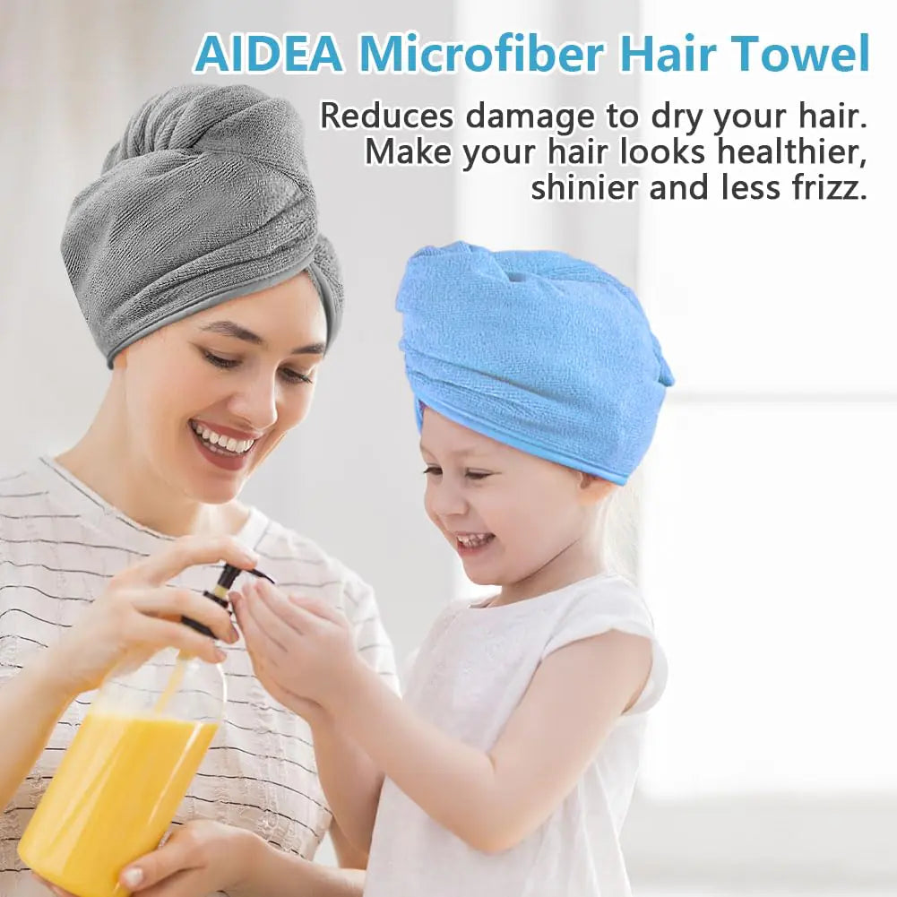 AIDEA Microfiber Hair Towel Wrap, 5 Pack Hair Turbans – Super Absorbent Quick Dry, Anti-Frizz Hair Towel for All Hair Types - Vivareflex Online