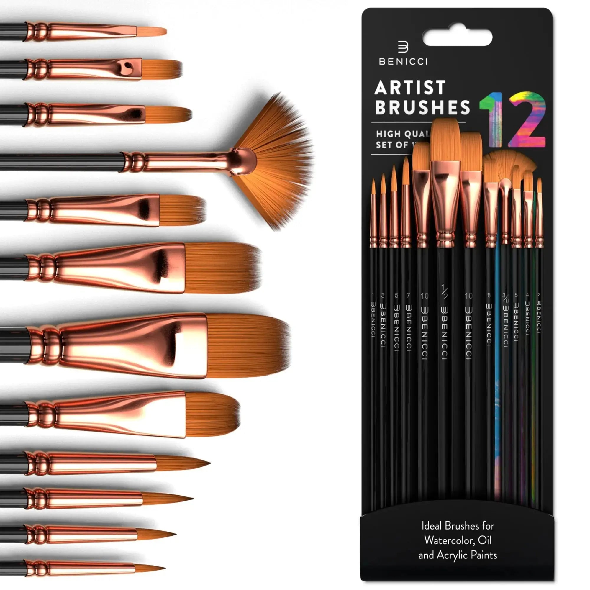 Benicci 12 Essential Artist Brush Set - Perfect for All Paints Vivareflex Online