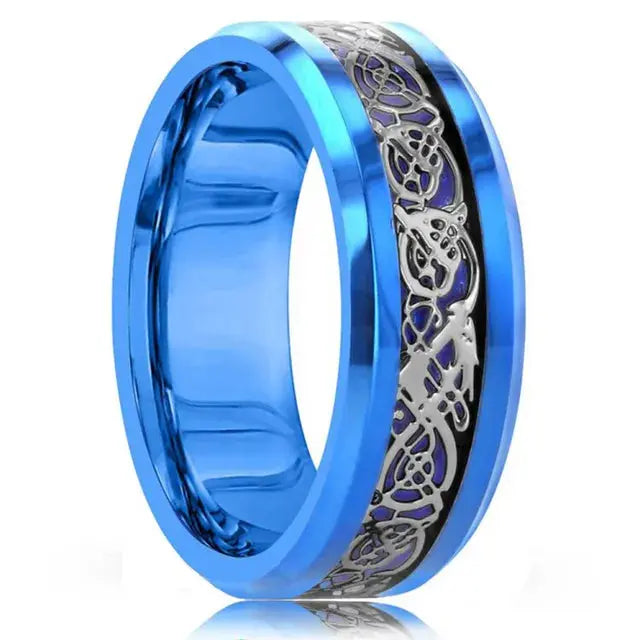 Beveled Edge Stainless Steel Celtic Dragon Ring for Men Vivareflex Online
