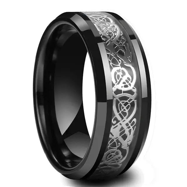 Beveled Edge Stainless Steel Celtic Dragon Ring for Men Vivareflex Online
