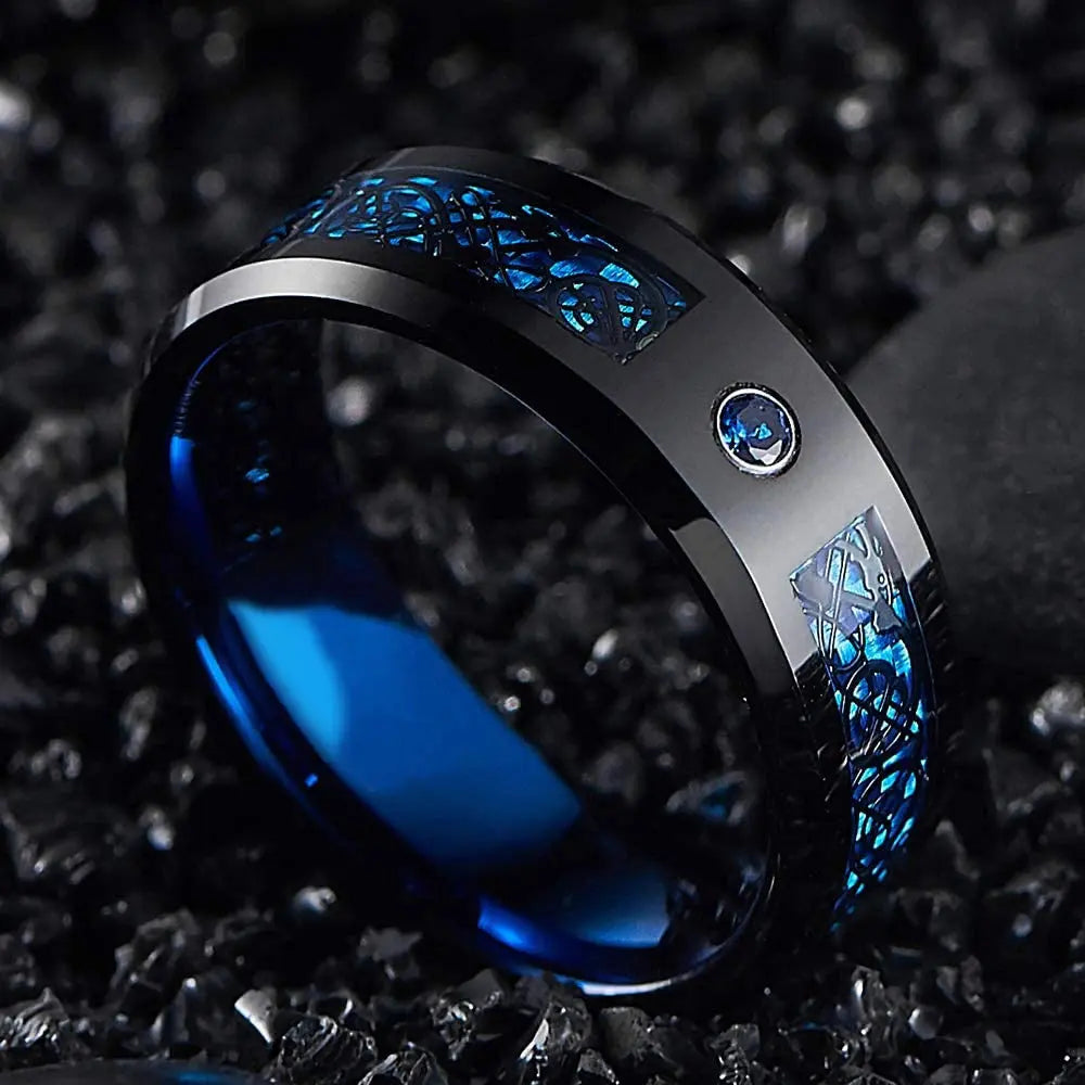 Beveled Edge Stainless Steel Celtic Dragon Ring for Men Vivareflex Online