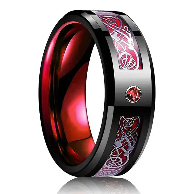 Beveled Edge Stainless Steel Celtic Dragon Ring for Men Vivareflex Online