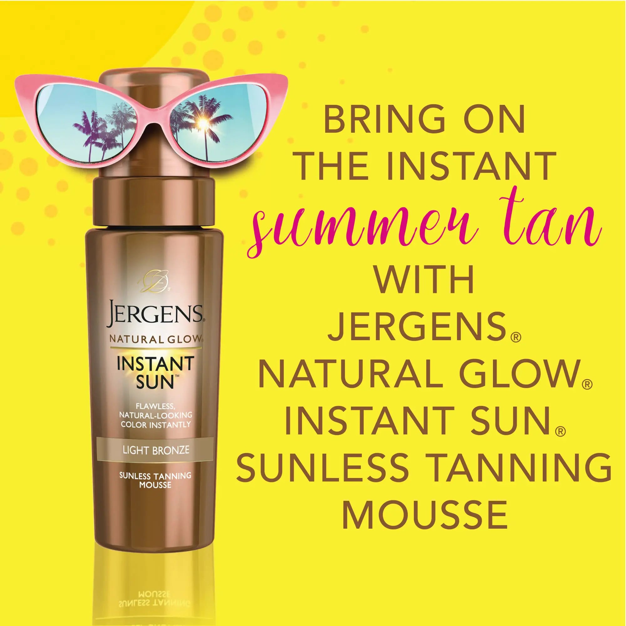 Jergens Natural Glow Instant Self Tanner Mousse, Sunless Tanning Light Bronze Tan - Vivareflex Online