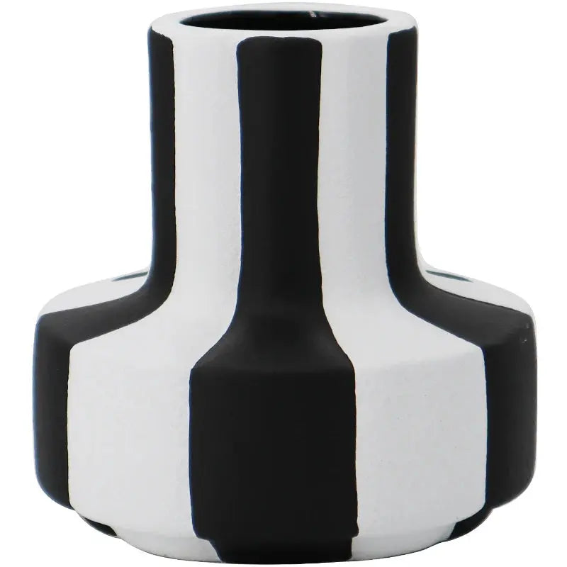 Black And White Striped Ceramic Vase - Vivareflex Online