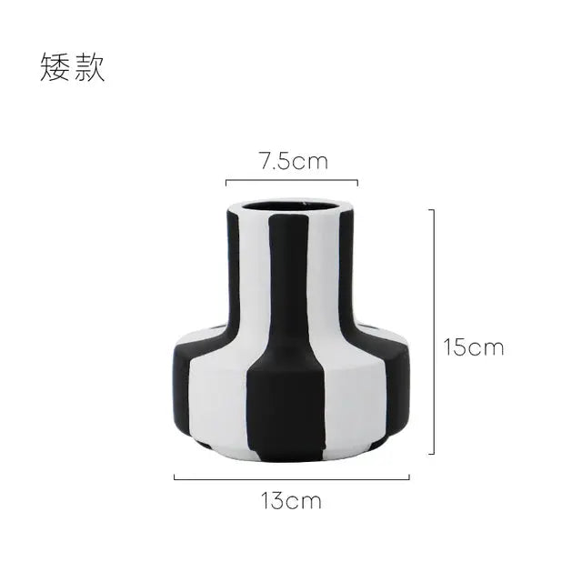 Black And White Striped Ceramic Vase - Vivareflex Online