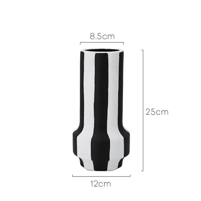Black And White Striped Ceramic Vase - Vivareflex Online